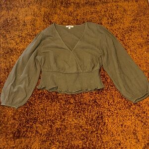 Madewell Khaki V-Neck Blouse
